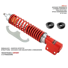 MF2317 AMMORTIZZATORE ANTERIORE REGOLABILE CARBONE ROSSO VESPA 125 150 200 PX