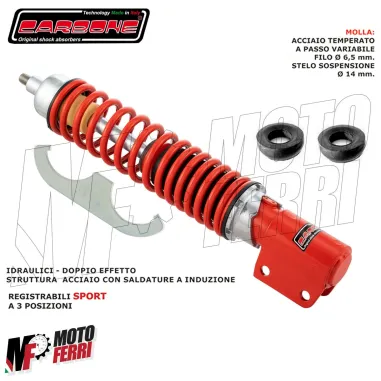 MF2317 AMMORTIZZATORE ANTERIORE REGOLABILE CARBONE ROSSO VESPA 125 150 200 PX