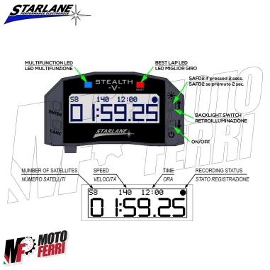 MF9025 Cronometro Starlane Stealth 5 GPS-5 + Angolo di Piega Universale Moto