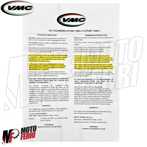 MF9767 Gruppo Termico Cilindro VMC CP60 144 cc Vespa 50 Special R L N PK S APE