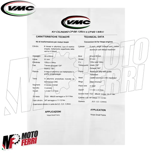 MF9767 Gruppo Termico Cilindro VMC CP60 144 cc Vespa 50 Special R L N PK S APE