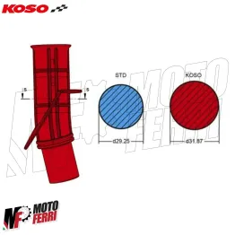 MF2357 Cornetti Aspirazione Koso Maggiorati Yamaha TMax 530 - 2012 2013 2014 2015 2016 2