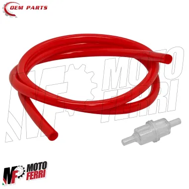 MF9787 Tubo Benzina Rosso 5x8mm e Filtro Moto Scooter Ciclomotore 1M