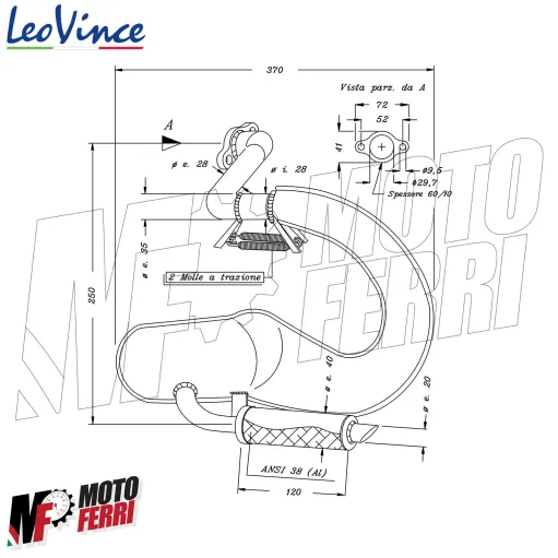 Marmitta LeoVince Racing Vespa 50 Special R L N 125 ET3 Primavera Modifica 130