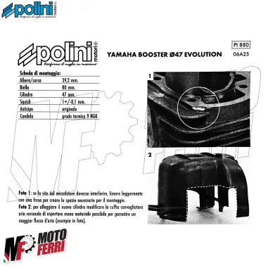 MF9813 Cilindro MBK Booster 50 2T Polini 70 Evolution Gruppo Termico DM 47 SP 12