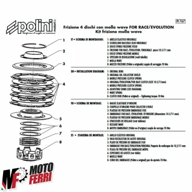 MF2395 Frizione Molla Wave For Race Polini Vespa 50 Special R L N PK ET3 Ape