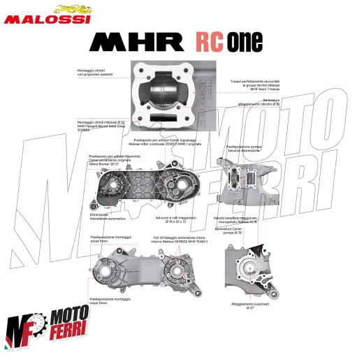 MF8821 Carter Malossi MHR 94cc RC-ONE Aprilia SR 50 2T LC Motore Piaggio