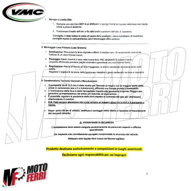 MF9824 Kit Pompa Freno VMC Manubrio Vespa 125 GT GTR Super TS 150 Sprint VBA VBB