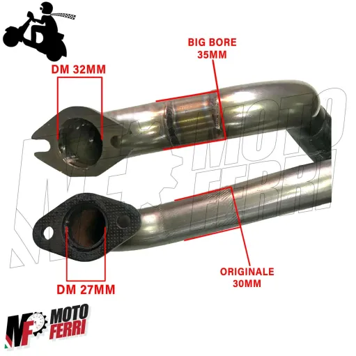 MF2405 - COLLETTORE BIG BORE 32 MARMITTA PROMA VESPA SPECIAL PK ET3 PRIMAVERA