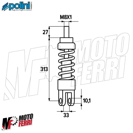MF8661 Ammortizzatore Posteriore Polini Regolabile Gilera Runner SP 50 2T 310mm
