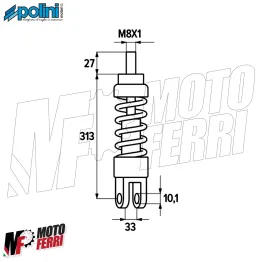 MF8661 Ammortizzatore Posteriore Polini Regolabile NRG MC3 MC2 DD DT 50 2T 310mm 2