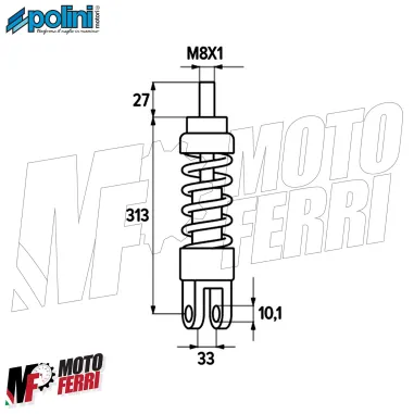 MF8661 Ammortizzatore Posteriore Polini Regolabile NRG MC3 MC2 DD DT 50 2T 310mm