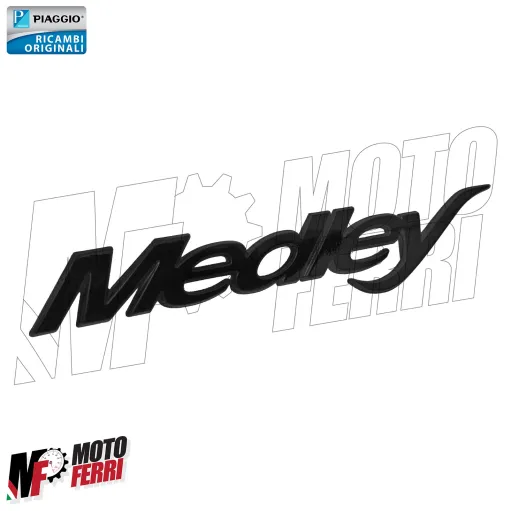MF5374 Targetta Logo Adesivo Medley 125 150 200 Nero Opaco