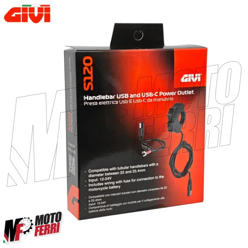 MF4899 Presa USB + USB C Manubrio Elettrica GIVI S120 Universale Moto Scooter