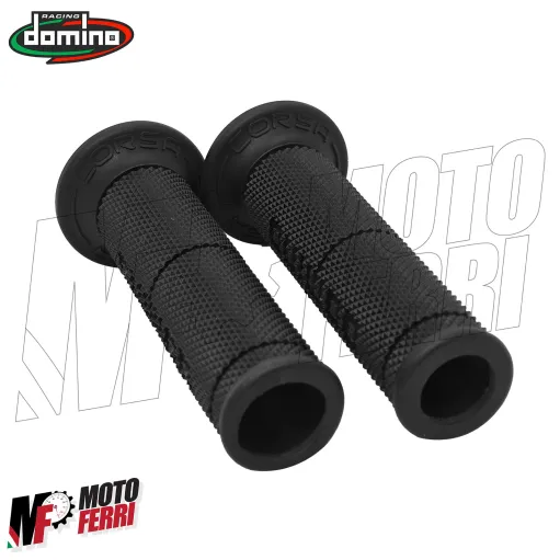 MF5096 Manopole Domino Corsa Racing Nero Universale Moto Honda Ducati Yamaha