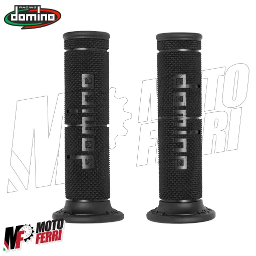 MF5096 Manopole Domino Corsa Racing Nero Universale Moto Honda Ducati Yamaha