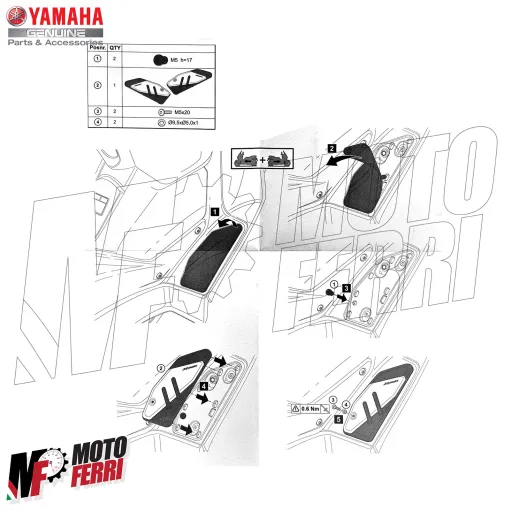 MF5101 Pedane Poggiapiedi Yamaha X-Max 125 300 2025 2026 Alluminio Grigio