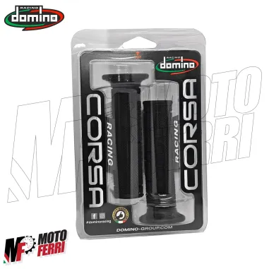 MF5096 Manopole Domino Corsa Racing Nero Universale Moto Honda Ducati Yamaha