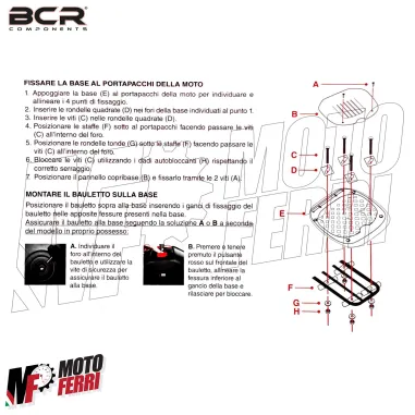 MF5371 Bauletto BCR 28 Litri Piastra e Schienalino Universale Scooter Nero
