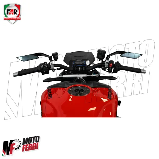 MF5896 Specchietti Retrovisori Ali FAR Universale Moto da Manubrio Naked Nero
