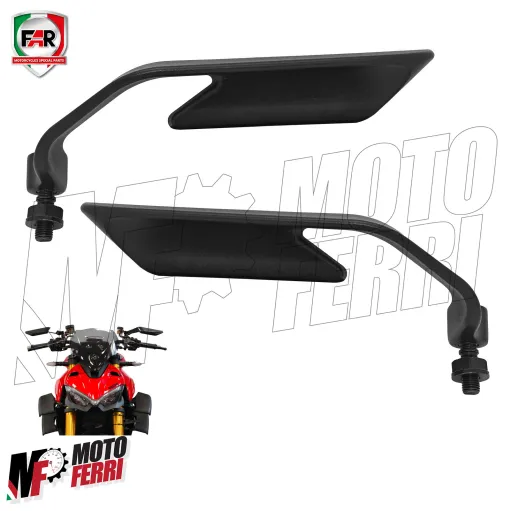 MF5896 Specchietti Retrovisori Ali FAR Universale Moto da Manubrio Naked Nero
