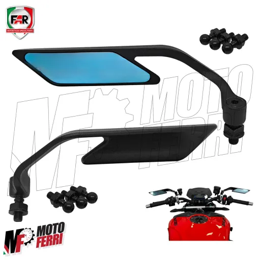 MF5896 Specchietti Retrovisori Ali FAR Universale Moto da Manubrio Naked Nero