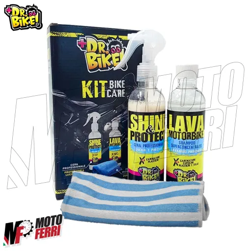 MF3538 Kit Pulizia Moto Scooter DR BIKE CARE Shampoo Cera Lucidante Panno