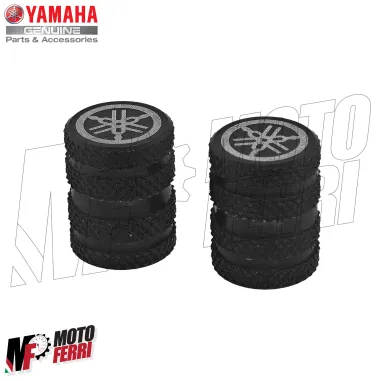 MF7048 Tappi Copri Valvola Originale Logo Yamaha Nero Moto Scooter in Alluminio