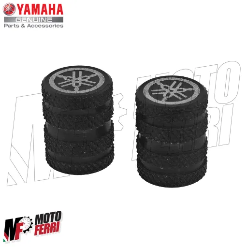 MF7048 Tappi Copri Valvola Originale Logo Yamaha Nero Moto Scooter in Alluminio