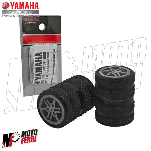 MF7048 Tappi Copri Valvola Originale Logo Yamaha Nero Moto Scooter in Alluminio