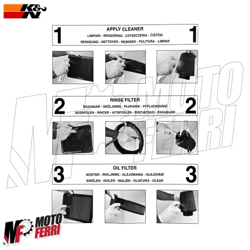 MF3006 Kit Pulizia Filtro Aria KN K&N Sport Sportivo Detergente Olio Moto Auto