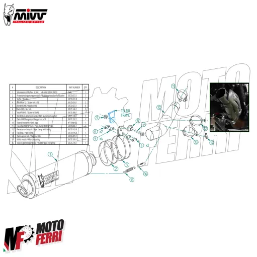 MF7080 Scarico Marmitta MIVV Oval Yamaha Tenere 700 - 2019 / 2026 Omologato Inox