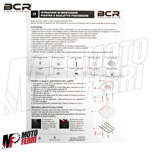 MF5457 Bauletto 29 Litri BCR Piastra e Schienalino Universale Scooter Nero