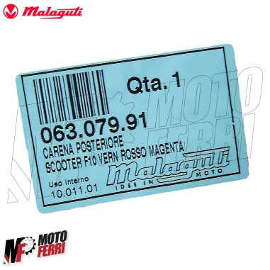 MF294X CARENA POSTERIORE CODONE ROSSO MAGENTA MALAGUTI F10 50 DAL 1992 AL 1998