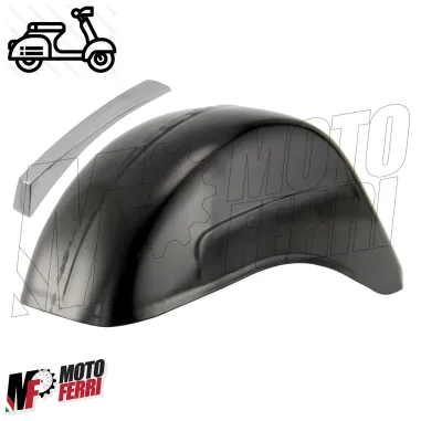 PARAFANGO ANTERIORE NERO GREZZO + CRESTA CRESTINA ALLUMINIO PER VESPA 50 SPECIAL