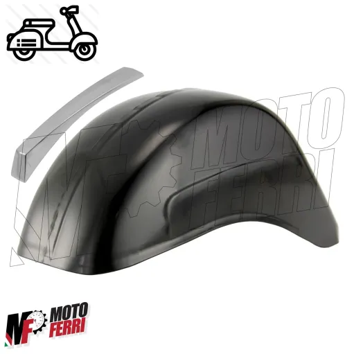 PARAFANGO ANTERIORE NERO GREZZO + CRESTA CRESTINA ALLUMINIO PER VESPA 50 SPECIAL