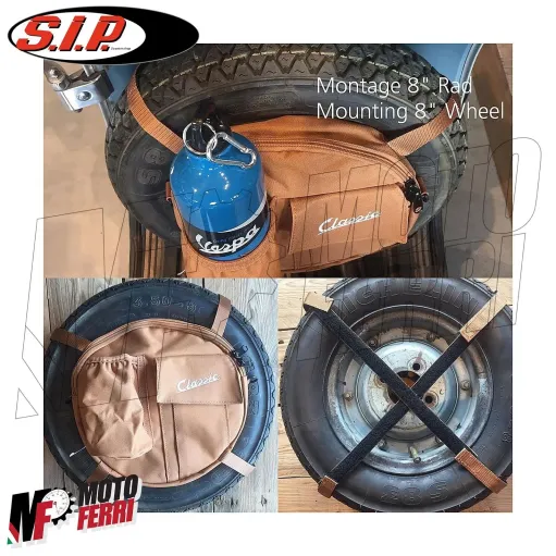 MF0386 Borsa SIP Ruota Scorta 8 10 Nera Vespa 50 Special 125 ET3 Primavera PX PE