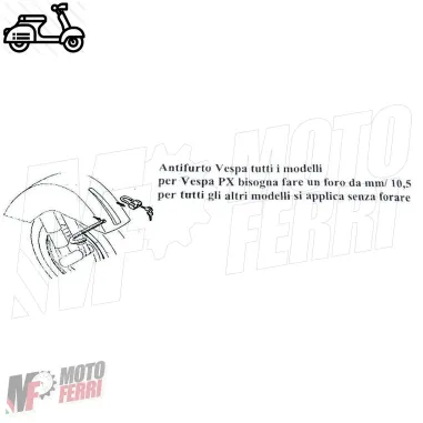 MF0171 - Antifurto Blocca Ruota Vespa Special RL PK ET3 Primavera 125 150 200 PX