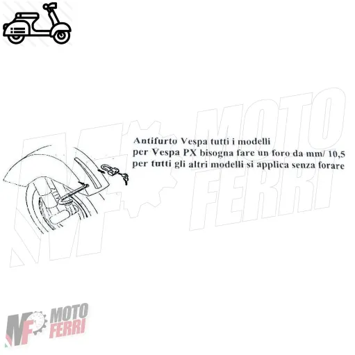 MF0171 - Antifurto Blocca Ruota Vespa Special RL PK ET3 Primavera 125 150 200 PX