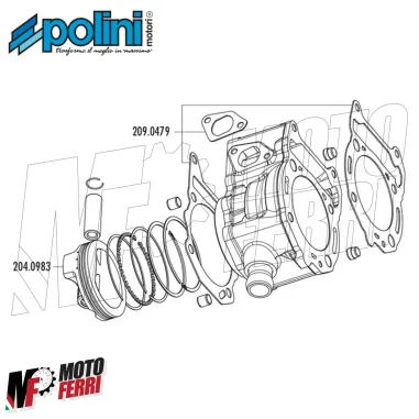 MF1576 Kit Cilindro Gruppo Termico Polini Piaggio Beverly Vespa 300 GTS DM 77