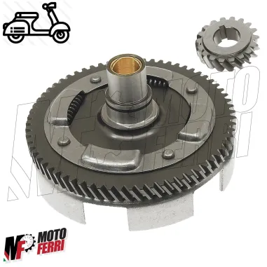 CAMPANA FRIZIONE PIGNONE CORONA 18 67 DENTI ELICOIDALI PIAGGIO VESPA 50 SPECIAL