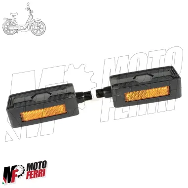 MF0076 Coppia 2 Pedali Pedalini Neri per Piaggio SI Ciao Bravo Boxer Grillo