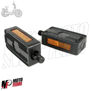 MF0076 Coppia 2 Pedali Pedalini Neri per Piaggio SI Ciao Bravo Boxer Grillo