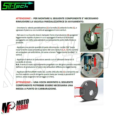 MF2354 Cornetto Venturi Carburatore Dellorto SHA 13-13 Ciao PX SC SI Mix Bravo