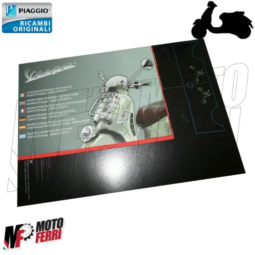 MF3047 Portapacchi Anteriore Cromo Originale Piaggio Vespa 125 250 300 GTS GT GTV Super Sport dal 2003 al 2018