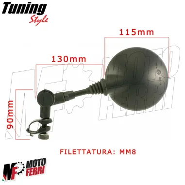 MF2207 Specchio Specchietto Retrovisore Universale Manubrio Pieghevole Fascetta