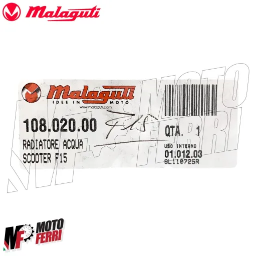 MF3134 – Radiatore Acqua Liquido Originale Malauti per F15 FireFox 1996 - 2005