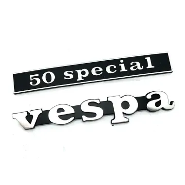 MF0655 Targhetta Scritta Anteriore + Posteriore Piaggio Vespa 50 Special