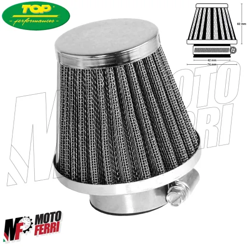 MF3150 Filtro Aria Cono TOP Diametro 42 Dritto Cromato Motore Moto Universale