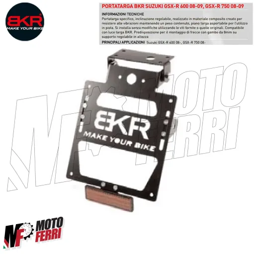 MF3180 - Portatarga Sportivo Corto BKR per Suzuki GSX-R 600 750 dal 2008 al 2009